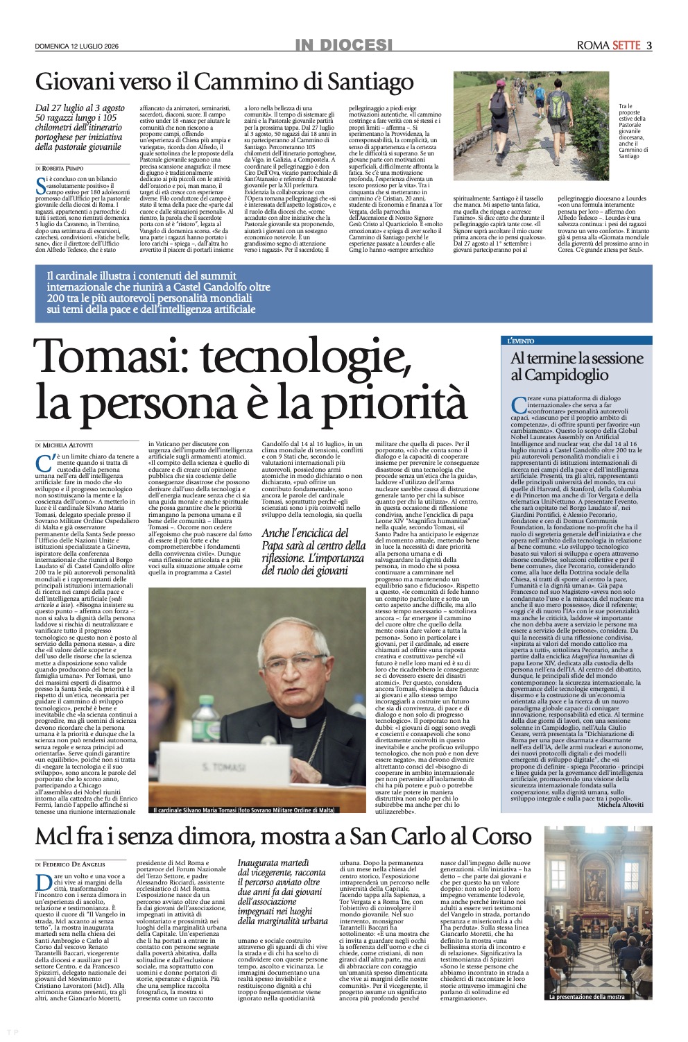 Tomasi: technologies must serve the human person